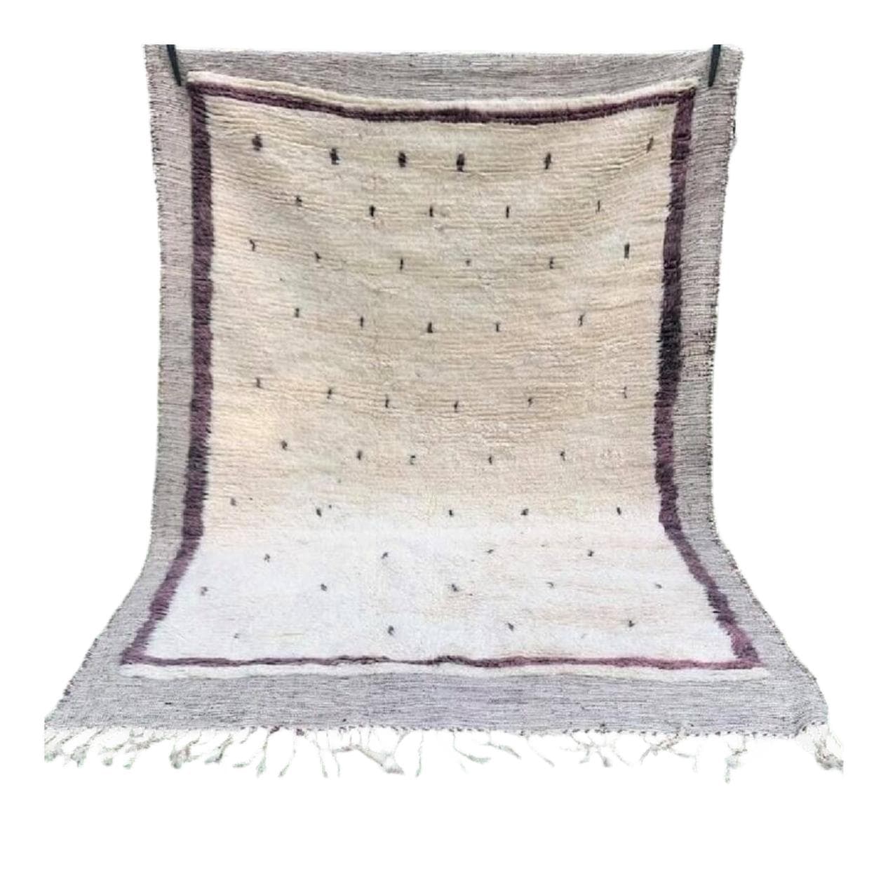 Ręcznie tkany dywan 250x150 cm, wełna, kremowy, szary, fioletowy, Maroko