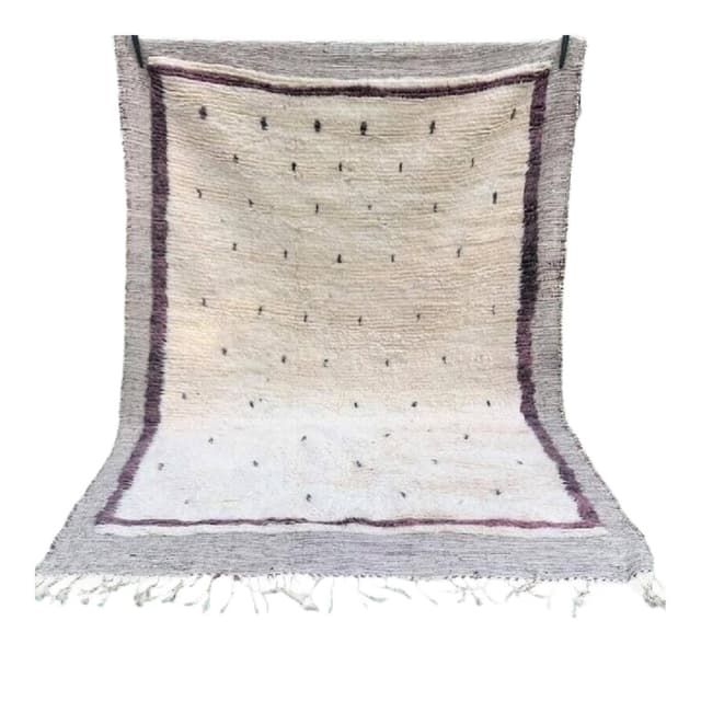 Ręcznie tkany dywan 250x150 cm, wełna, kremowy, szary, fioletowy, Maroko - WYMIARY