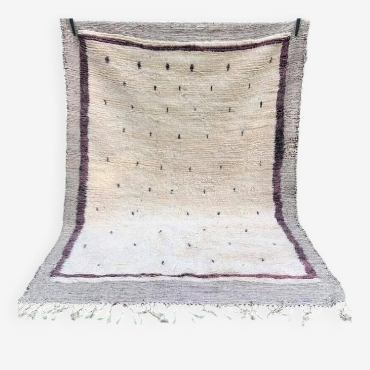 Ręcznie tkany dywan 250x150 cm, wełna, kremowy, szary, fioletowy, Maroko - 201057