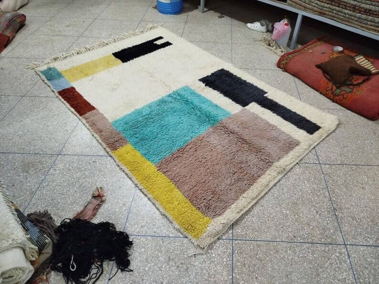 Handwoven rug 250x150 cm, wool, multicolor, Morocco - 201054