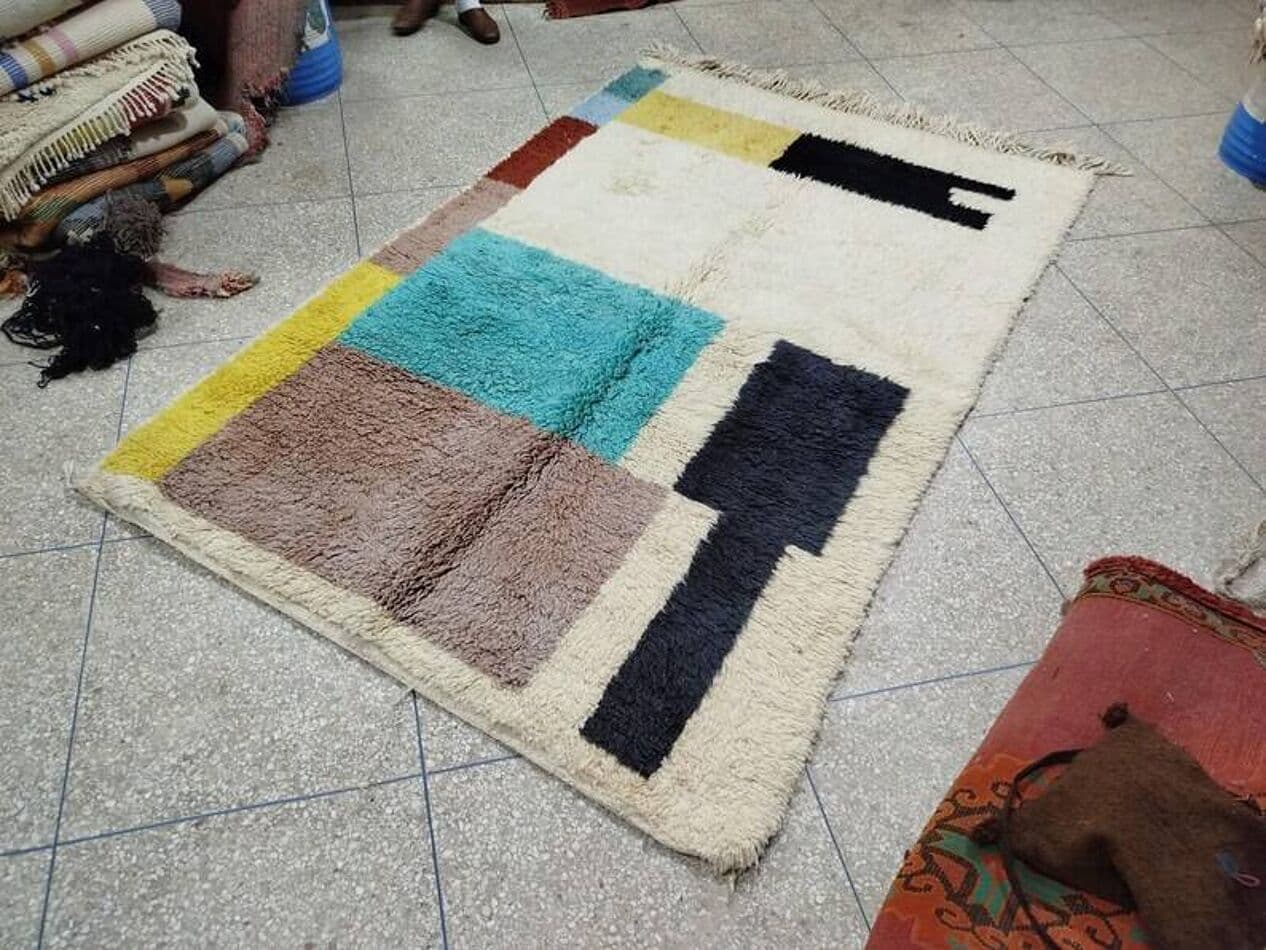 Handwoven rug 250x150 cm, wool, multicolor, Morocco - 201055