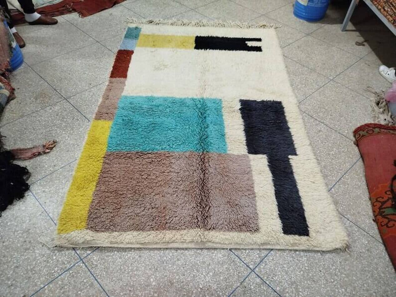 Handwoven rug 250x150 cm, wool, multicolor, Morocco - 201056