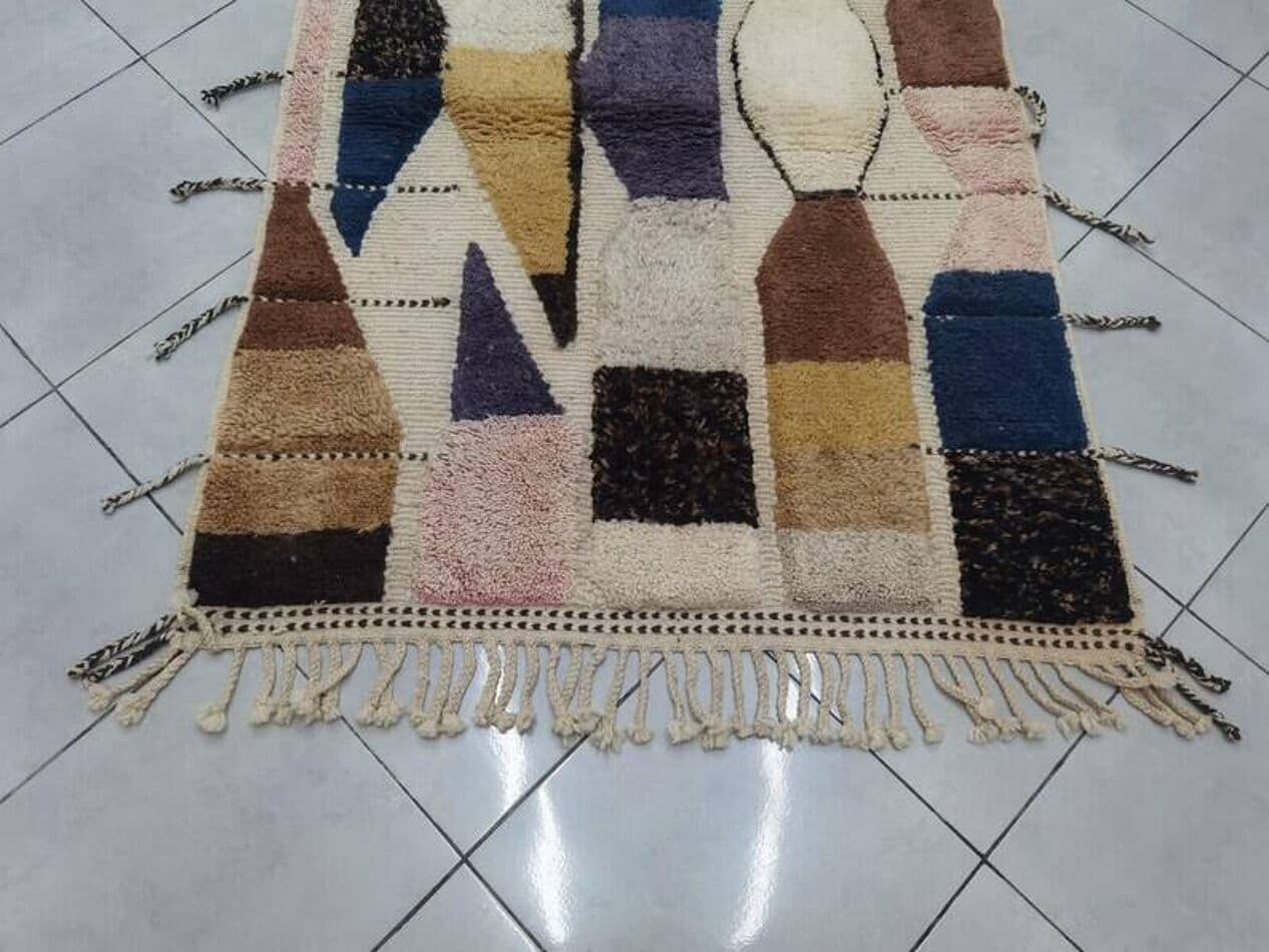 Ręcznie tkany dywan 200x300 cm, wełna, multikolor, Maroko - 201036