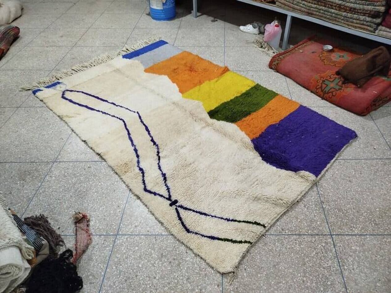 Ręcznie tkany dywan 250x150 cm, wełna, wielokolorowy, Maroko - 201030