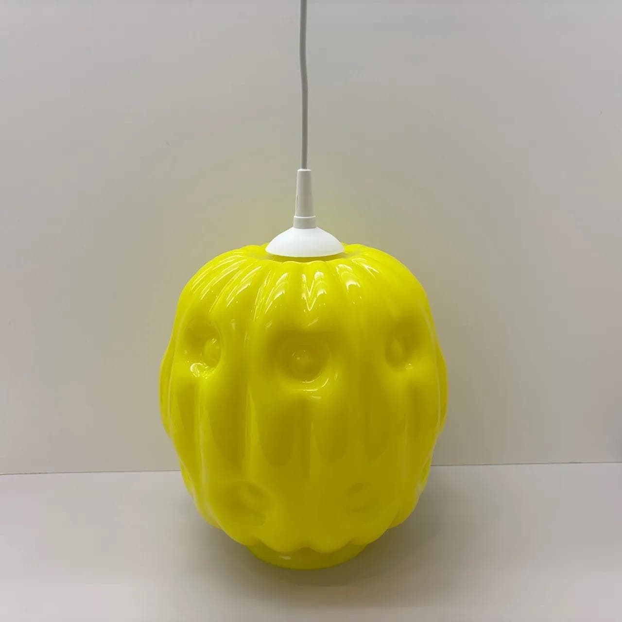 Lampa wisząca, żółty, szkło, Zakłady Sprzętu Oświetleniowego Zaos, Polska, lata 70. - 14139