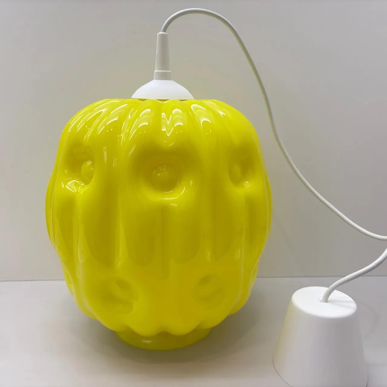 Lampa wisząca, żółty, szkło, Zakłady Sprzętu Oświetleniowego Zaos, Polska, lata 70. - 14144