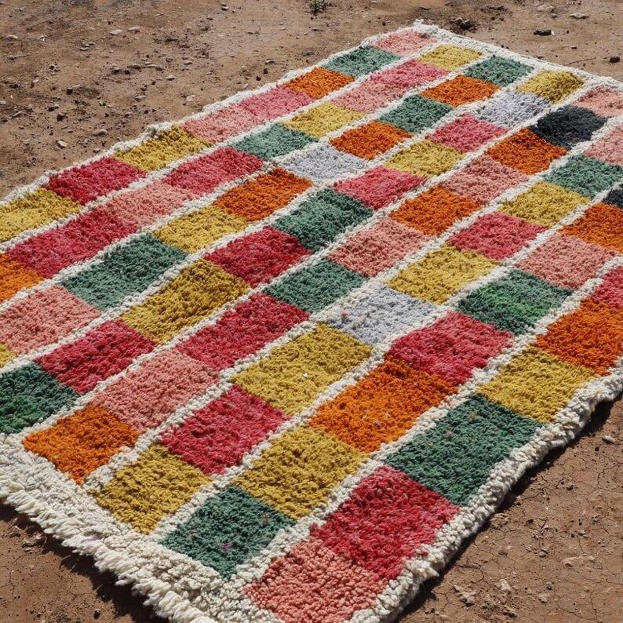 Handwoven rug 250x150 cm, wool, multicolor, Morocco - 200915
