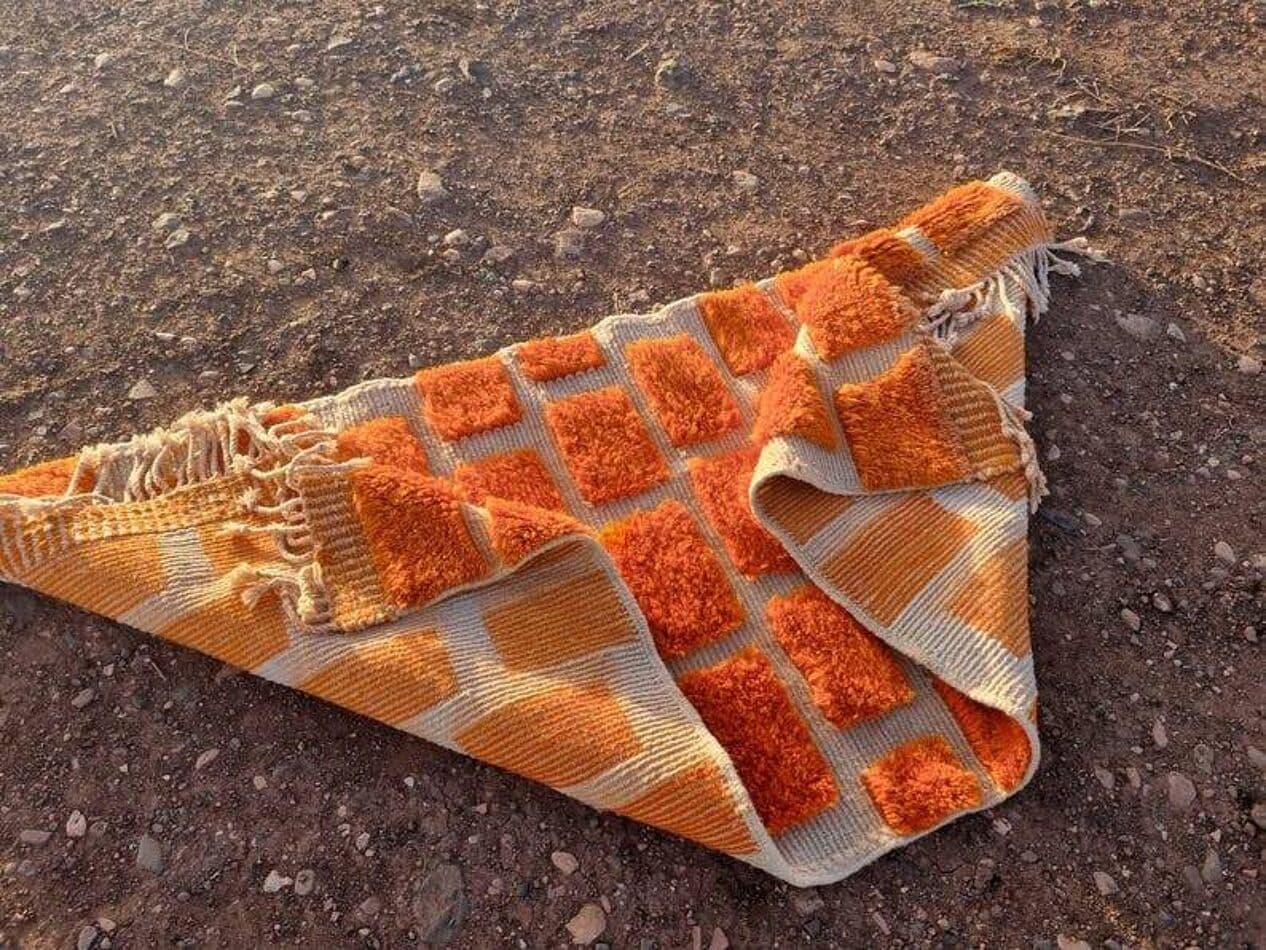 Ręcznie tkany dywan 300x90 cm, wełna, pomarańczowy, Maroko - 200894