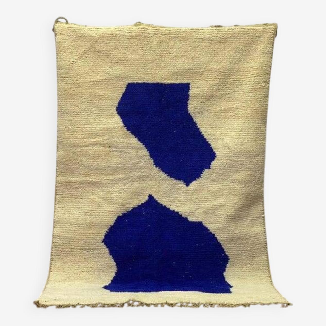 Ręcznie tkany dywan 250x150 cm, wełna, beżowy, niebieski, Maroko - 200838