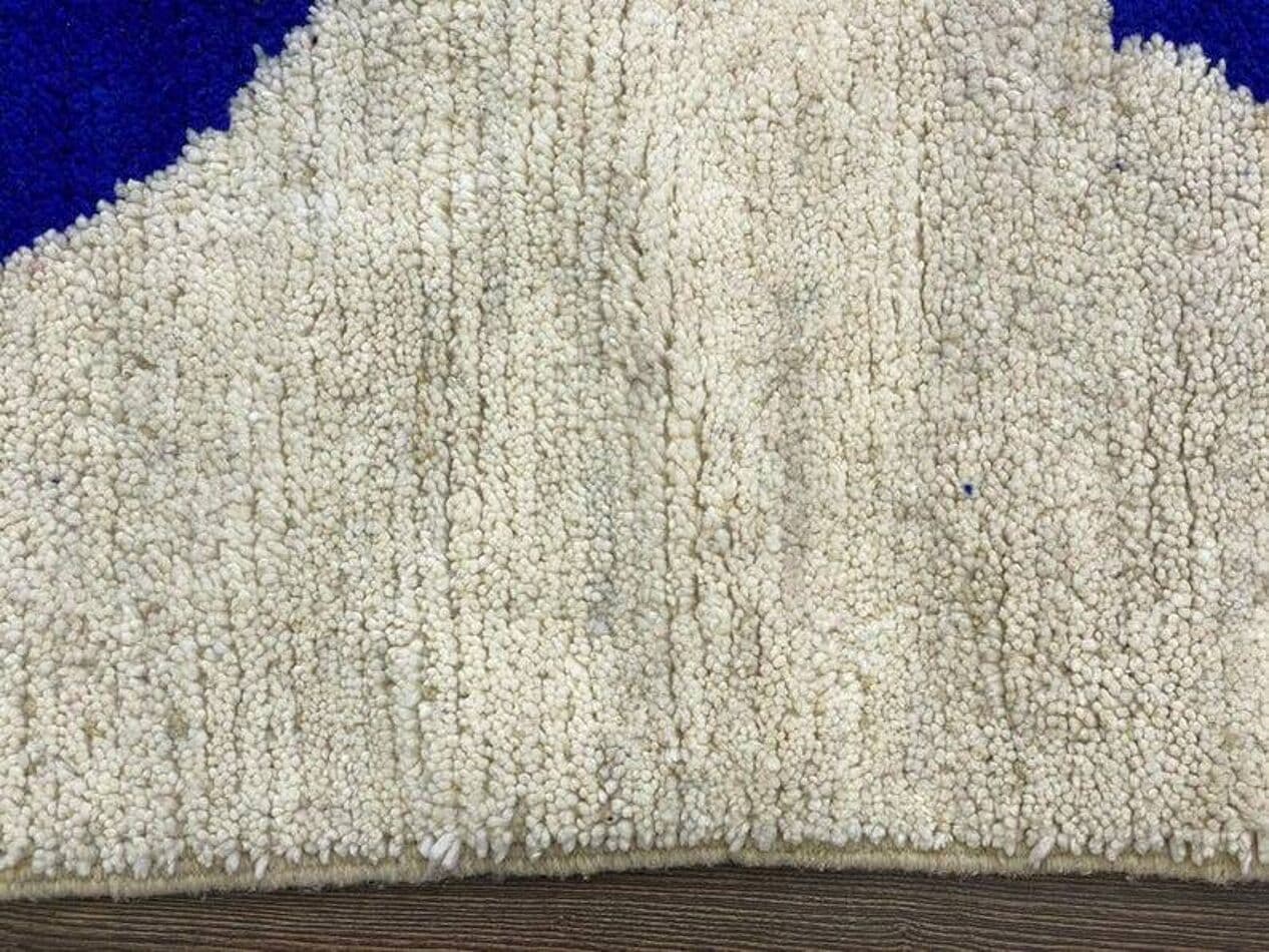 Ręcznie tkany dywan 250x150 cm, wełna, beżowy, niebieski, Maroko - 200842