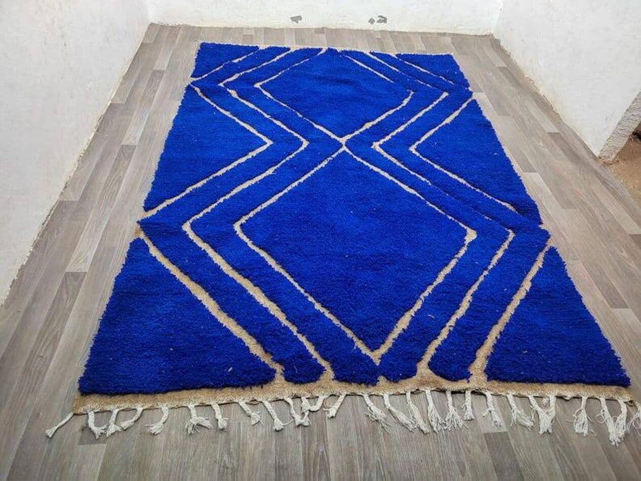 Ręcznie tkany dywan 250x200 cm, wełna, niebieski, Maroko - 200767