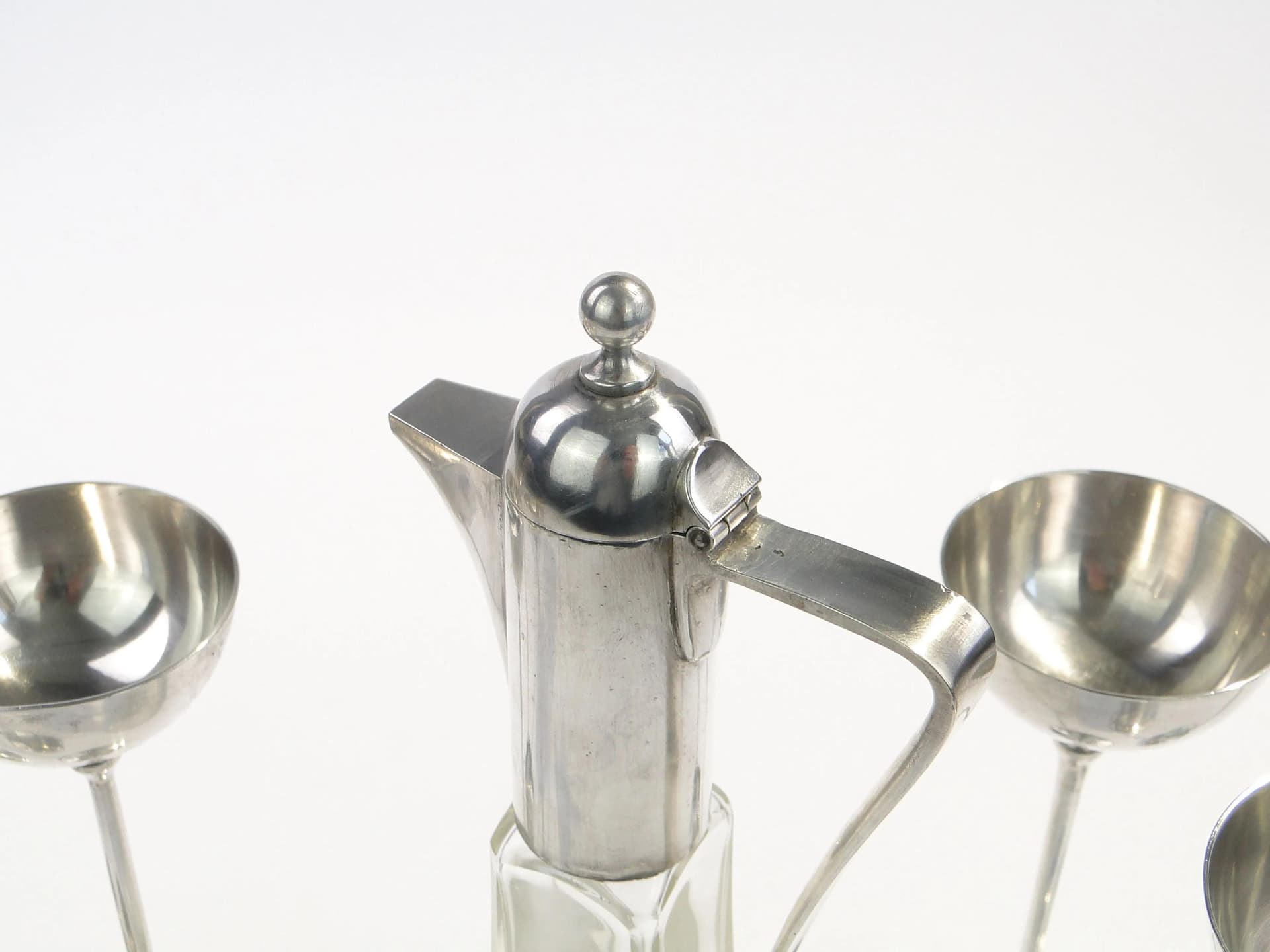 Serwis likierowy art déco, srebrny, kryształ, srebro, Niemcy, lata 20. - 14055