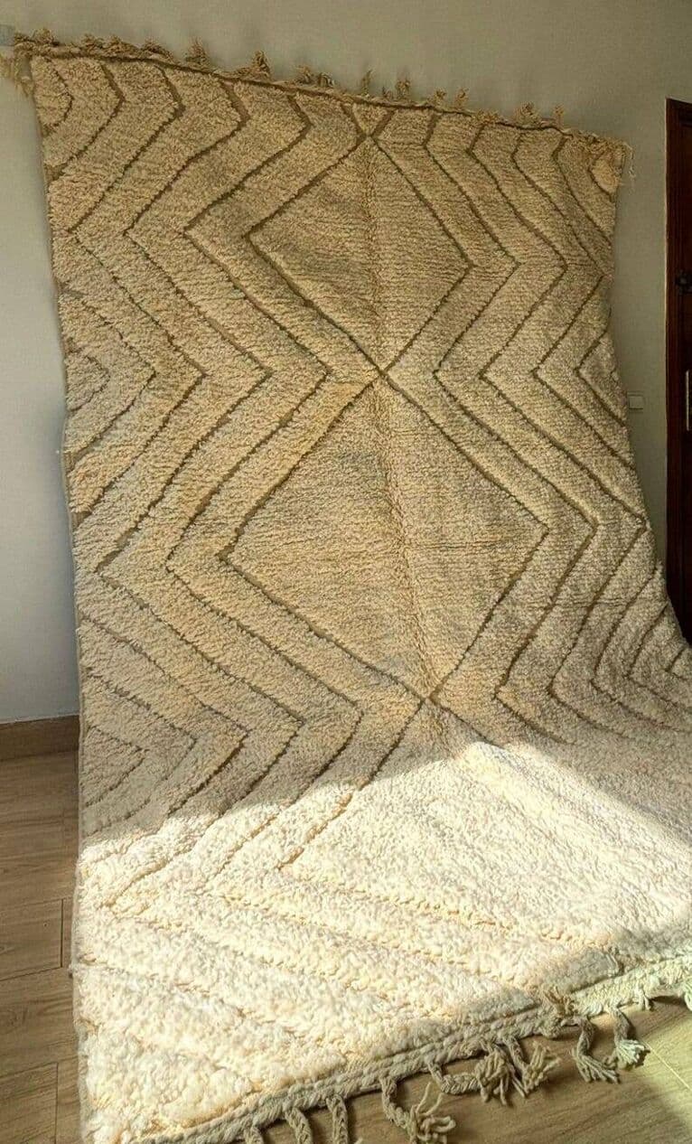 Ręcznie tkany dywan 200x300 cm, wełna, biały, beżowy, Maroko - 200731