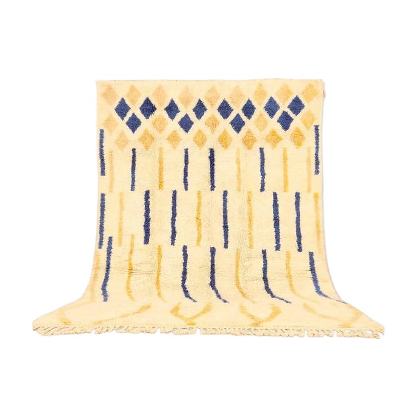 Ręcznie tkany dywan 200x300 cm, wełna, kość słoniowa, Maroko