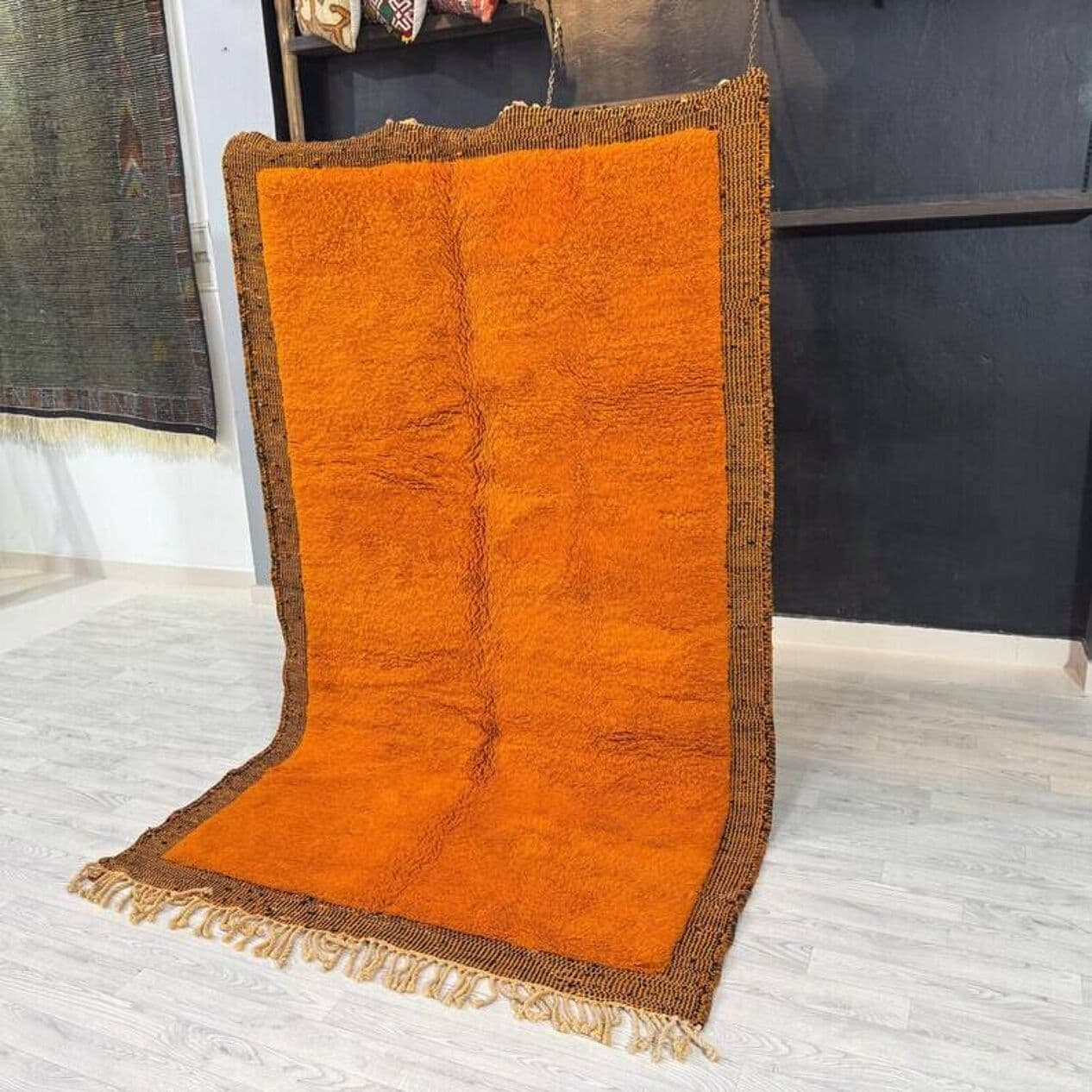 Ręcznie tkany dywan 250x150 cm, wełna, pomarańczowy, brązowy, Maroko - 200671