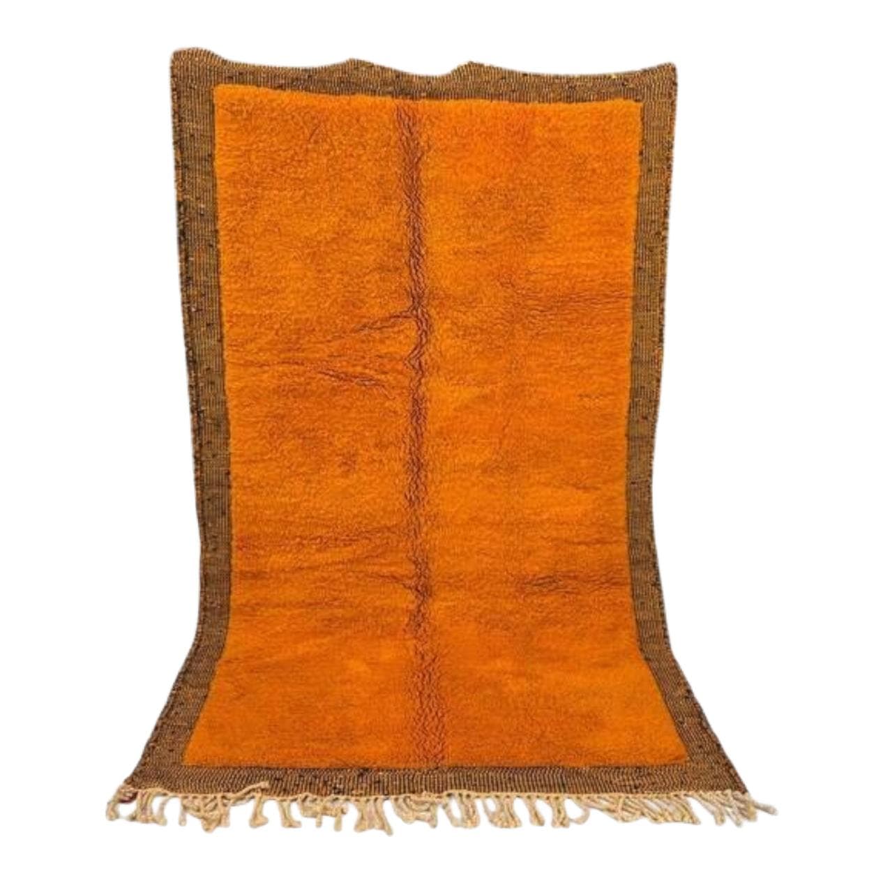 Ręcznie tkany dywan 250x150 cm, wełna, pomarańczowy, brązowy, Maroko