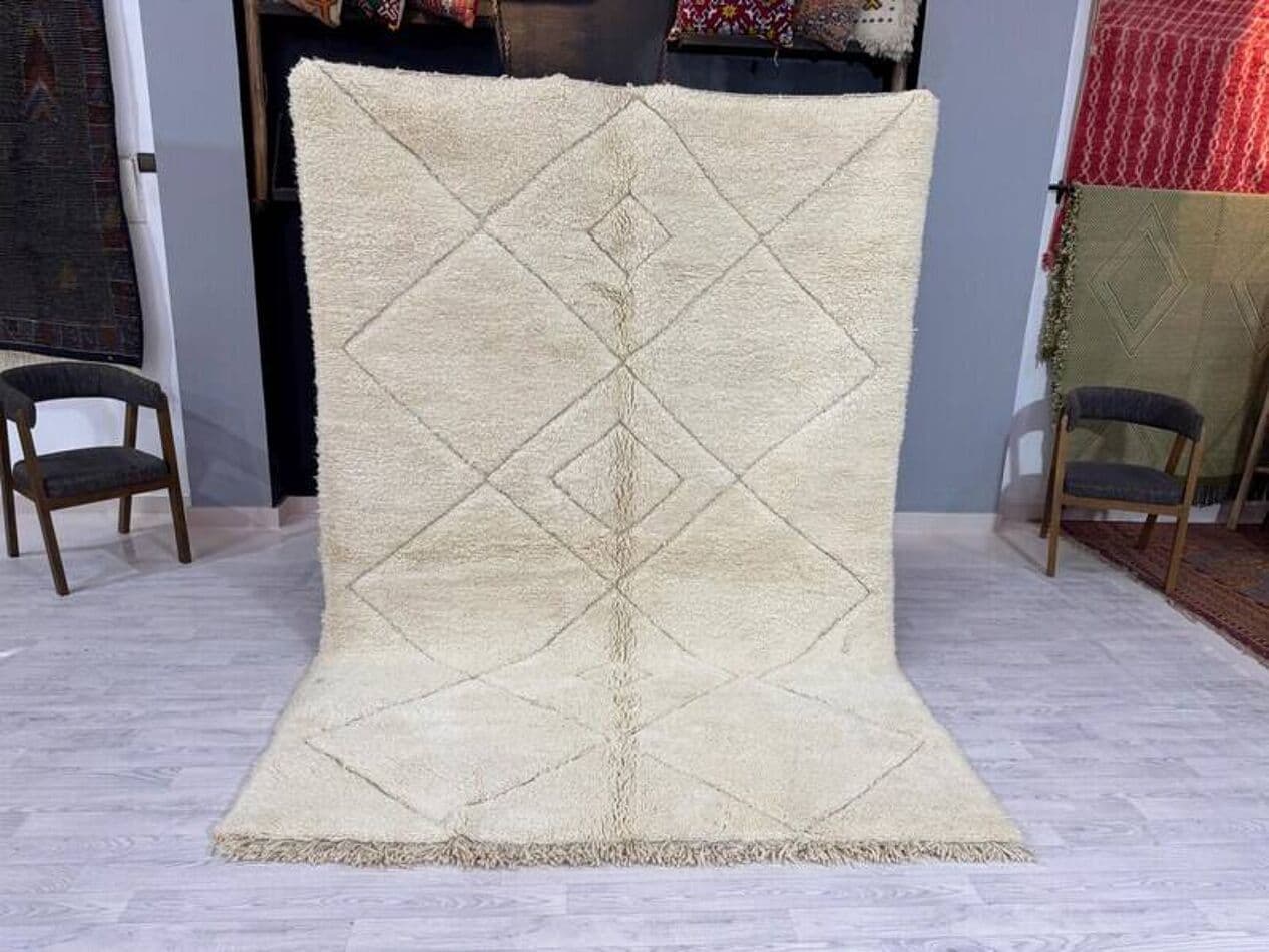 Ręcznie tkany dywan 250x150 cm, wełna, biały, Maroko - 200664