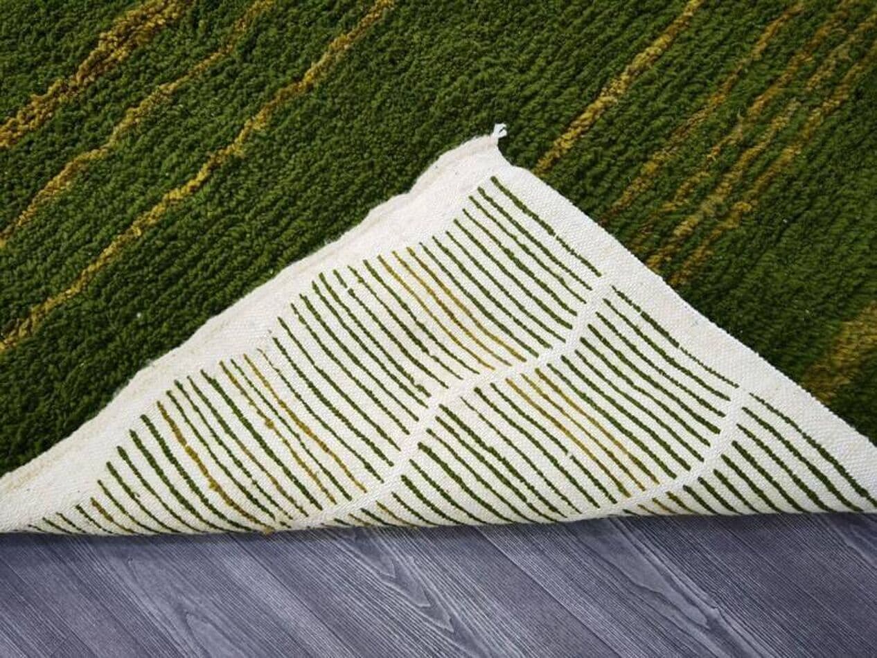 Ręcznie tkany dywan 250x150 cm, wełna, zielony, żółty, biały, Maroko - 200660