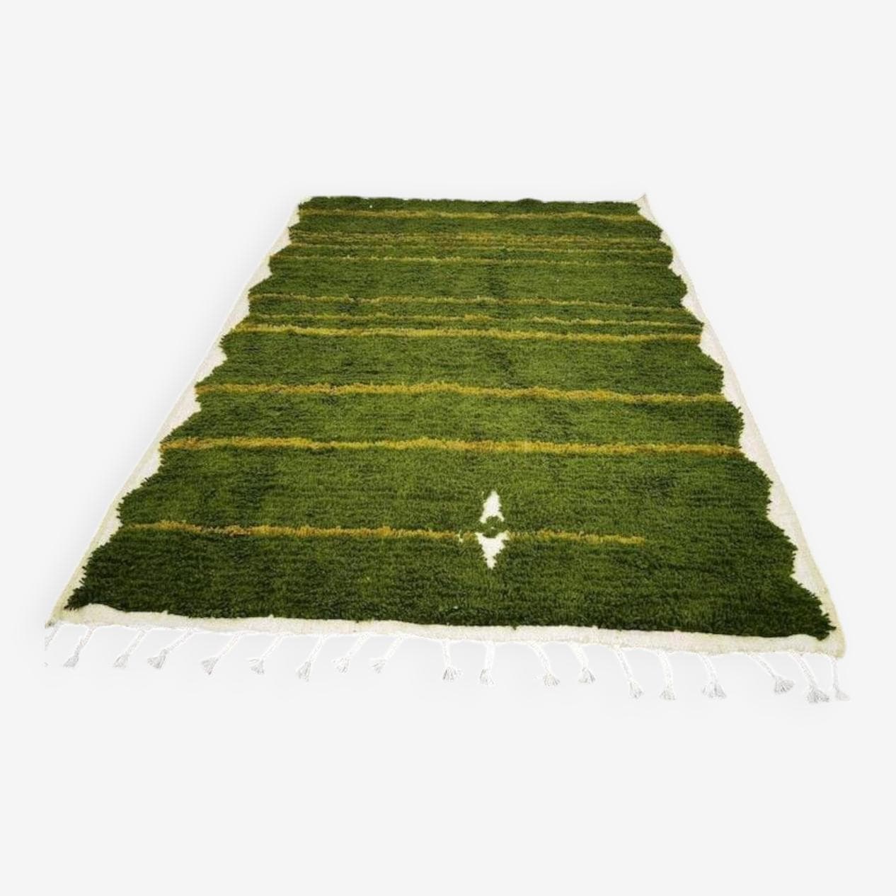 Ręcznie tkany dywan 250x150 cm, wełna, zielony, żółty, biały, Maroko - 200656