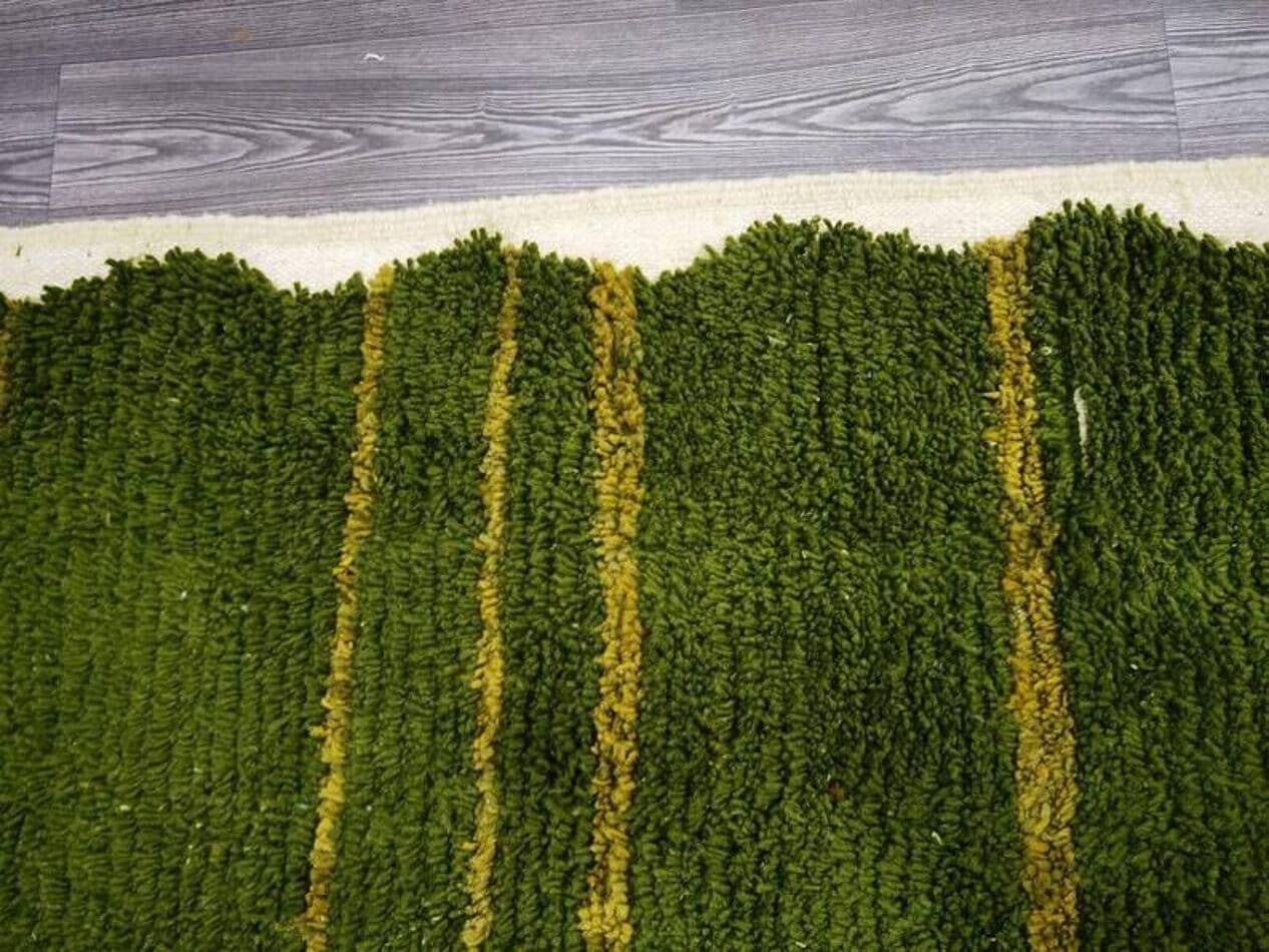 Ręcznie tkany dywan 250x150 cm, wełna, zielony, żółty, biały, Maroko - 200657