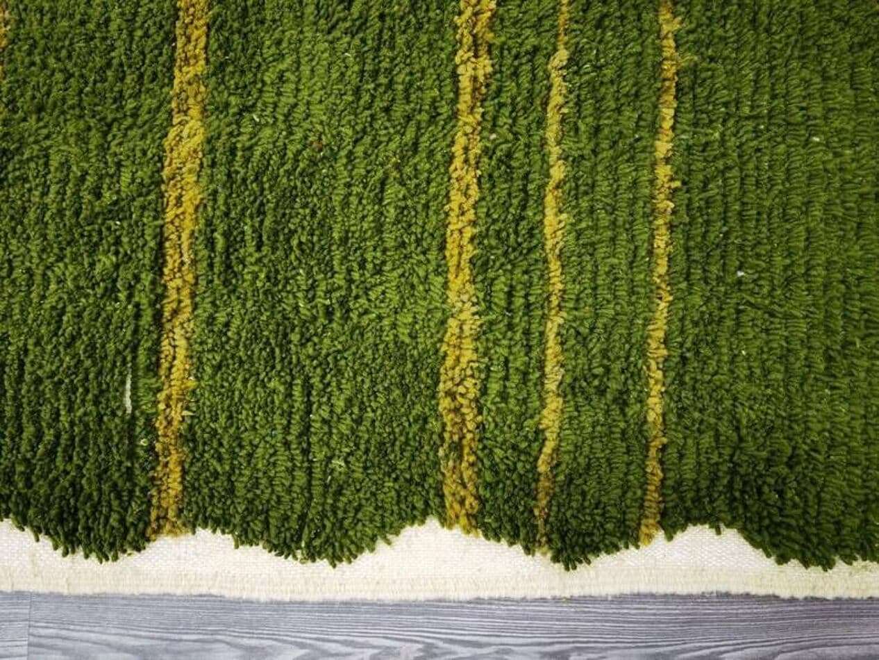 Ręcznie tkany dywan 250x150 cm, wełna, zielony, żółty, biały, Maroko - 200662