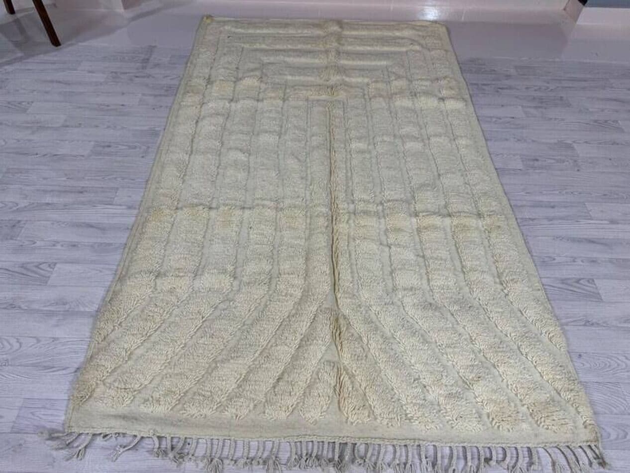 Ręcznie tkany dywan 250x150 cm, wełna, biały, Maroko - 200645