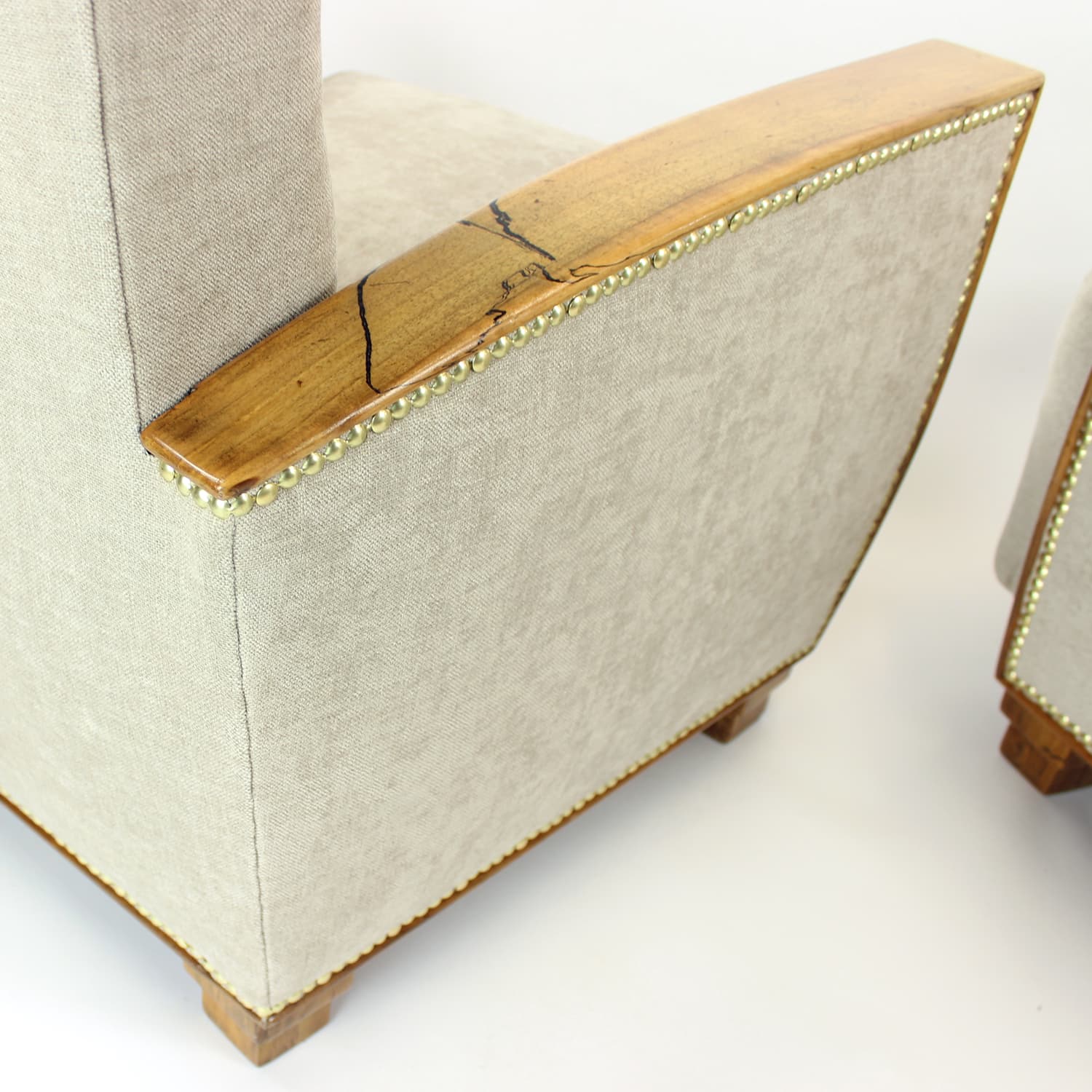 Para foteli Art Deco, beżowy, orzech, Czechosłowacja, lata 30. - 200620