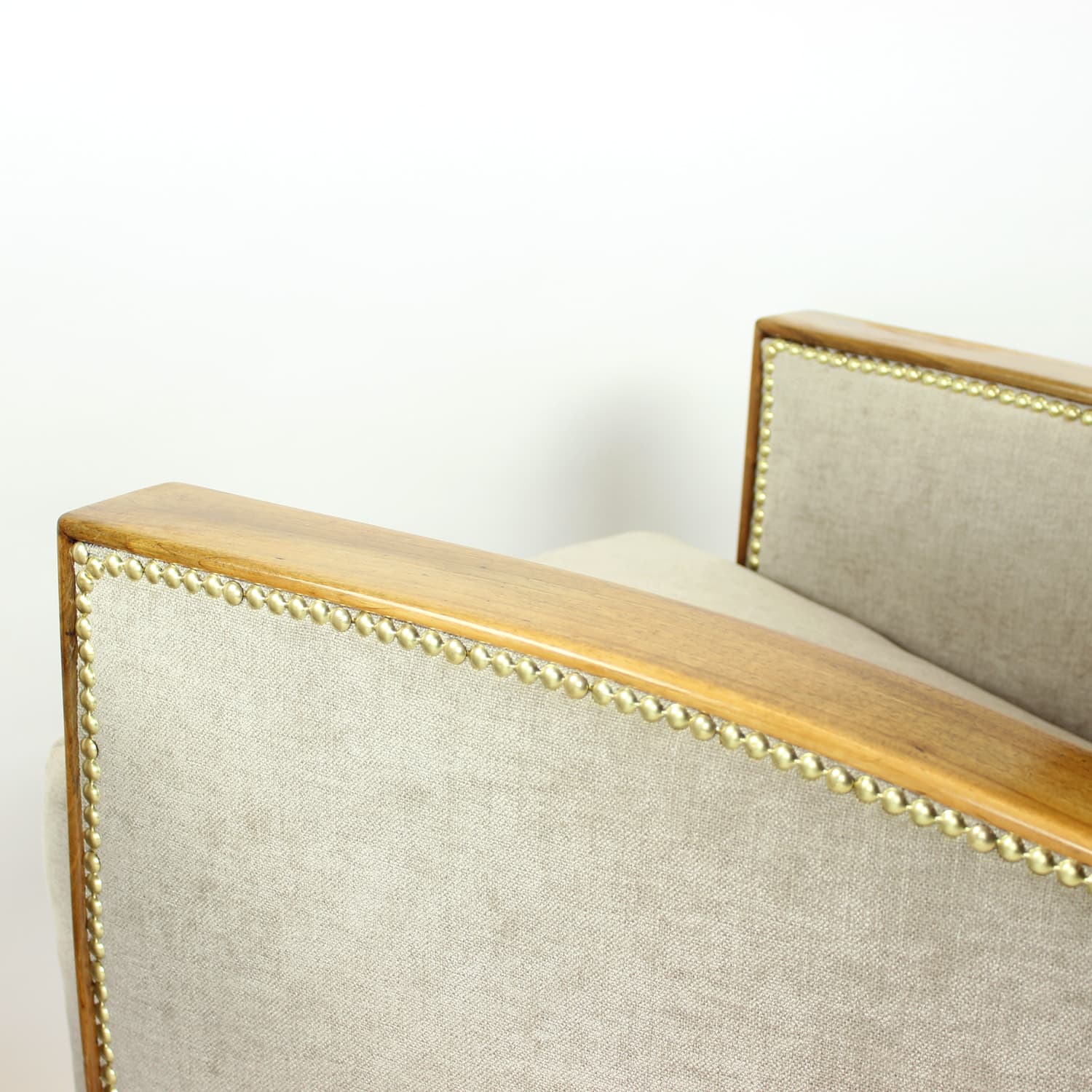 Para foteli Art Deco, beżowy, orzech, Czechosłowacja, lata 30. - 200623