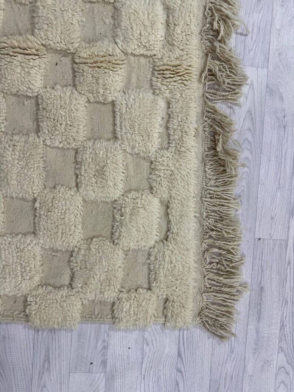 Ręcznie tkany dywan 250x150 cm, wełna, biały, Maroko - 200639