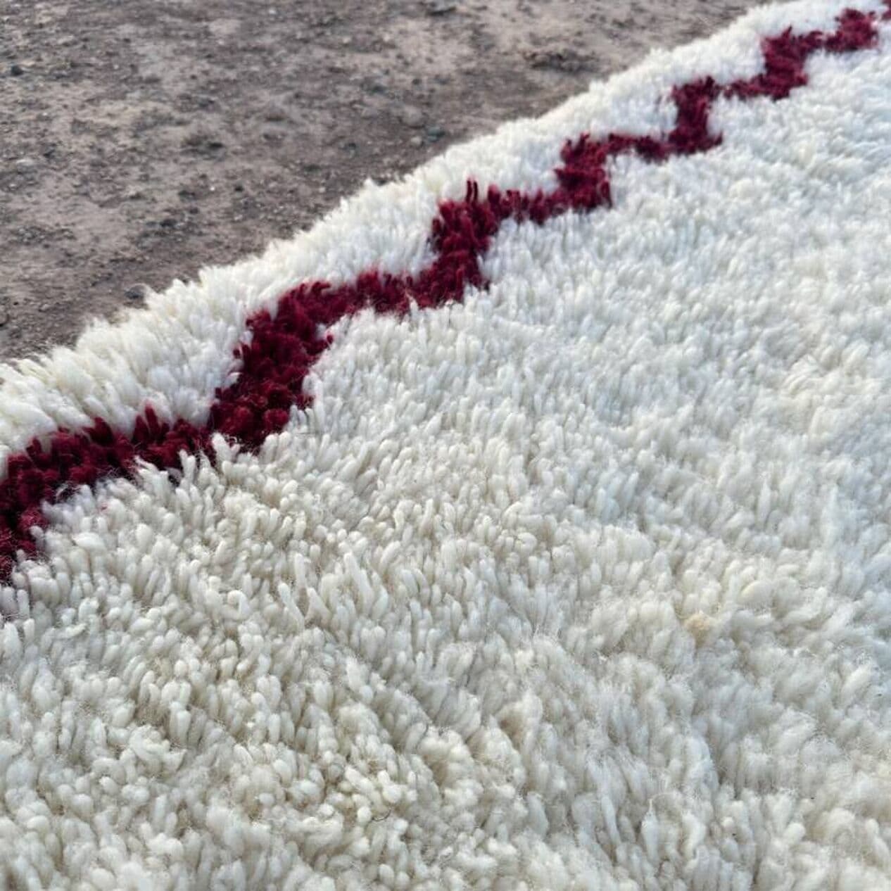Ręcznie tkany dywan 250x150 cm, wełna, biały, bordowy, Maroko - 201680