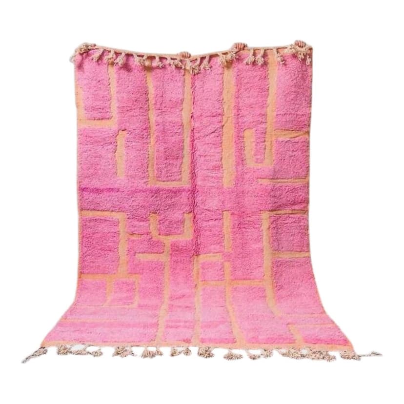 Ręcznie tkany dywan 250x150 cm, wełna, różowy, Maroko