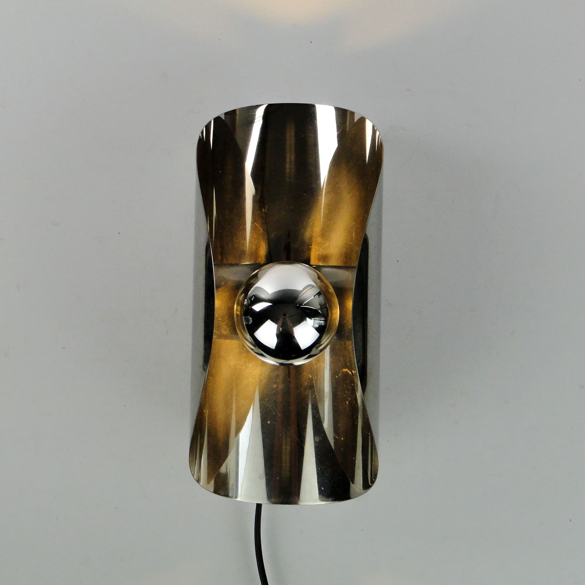 Kinkiet, Space Age, srebrny, stal chromowana, Polam Wieliczka, Polska, lata 60. - 1413