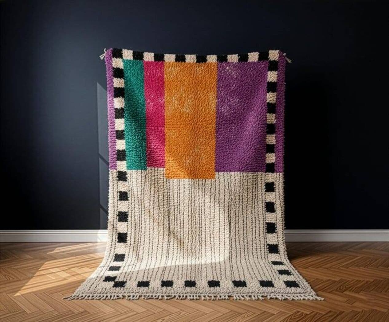 Ręcznie tkany dywan 200x300 cm, wełna, multikolor, Maroko - 201589