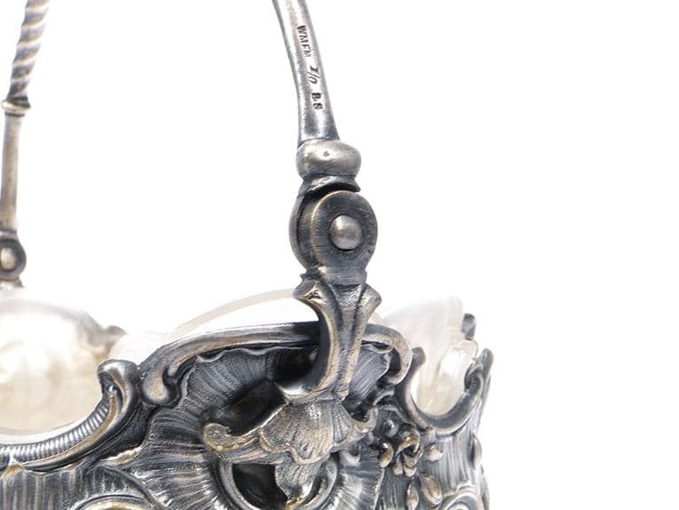 Żardiniera rococo, metal platerowany srebrem, szkło matowione, WMF, Niemcy, XIX w. - 201161