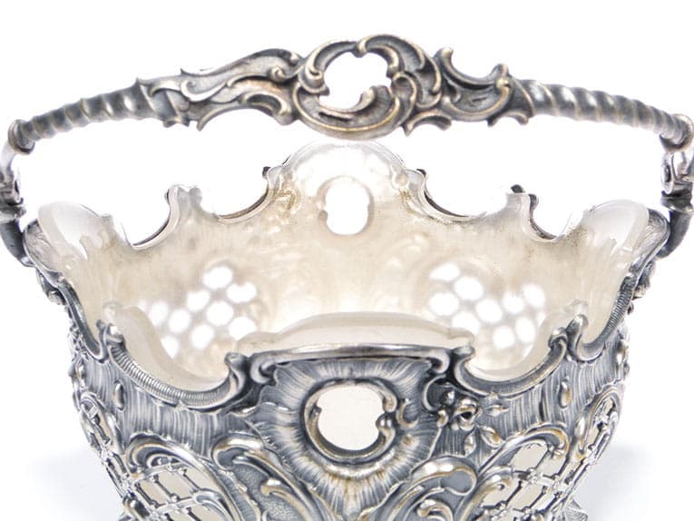 Żardiniera rococo, metal platerowany srebrem, szkło matowione, WMF, Niemcy, XIX w. - 201158