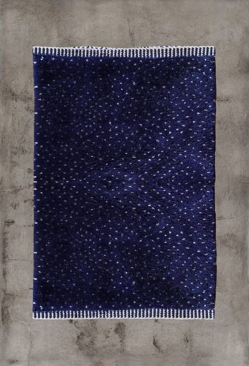 Ręcznie tkany dywan 100x200 cm, wełna, granatowy, Maroko - 201570