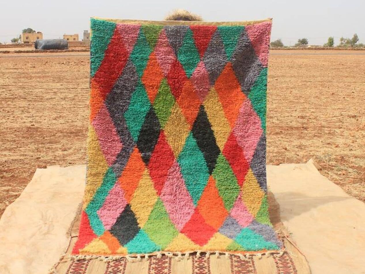 Ręcznie tkany dywan 250x150 cm, wełna, multikolor, Maroko - 201538