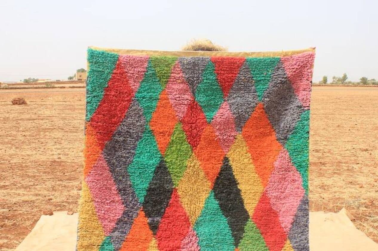 Ręcznie tkany dywan 250x150 cm, wełna, multikolor, Maroko - 201539