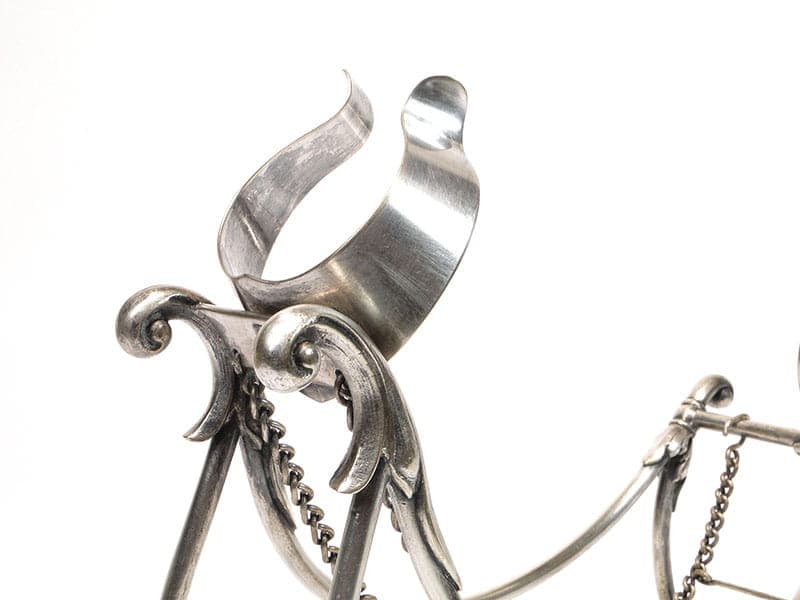 Postument na butelkę, sań, srebrny, mosiądz, WMF, Niemcy, XIX w. - 201182