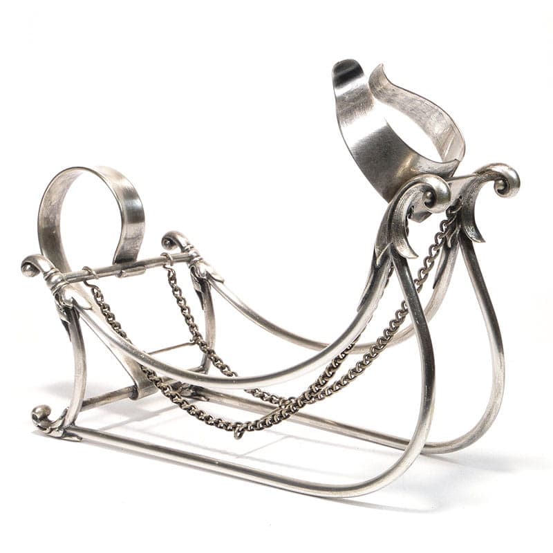 Postument na butelkę, sań, srebrny, mosiądz, WMF, Niemcy, XIX w. - 201184