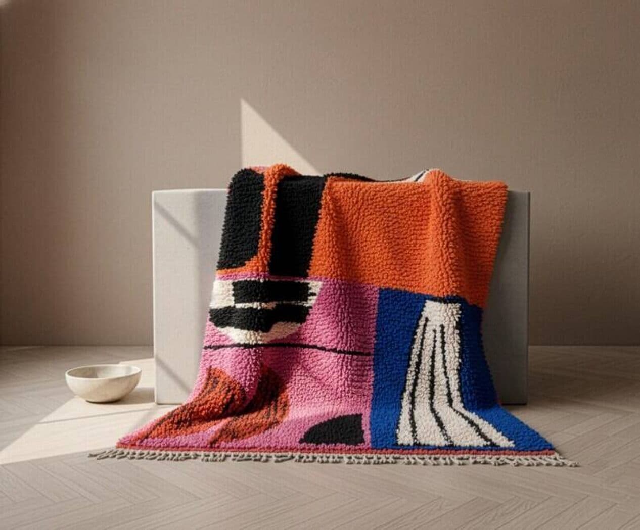 Ręcznie tkany dywan 200x300 cm, wełna, multikolor, Maroko - 201495