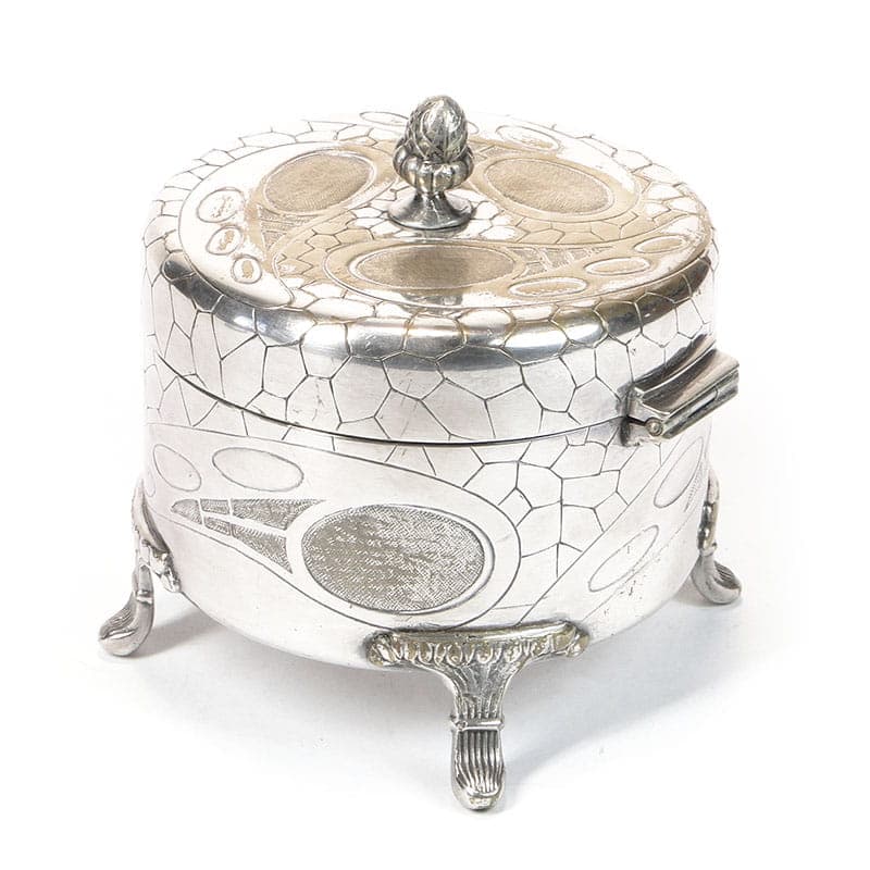 Sugar bowl Art Nouveau, reptile skin, silver-plated brass, Szandrik, Austria, early 20th c. - 201194
