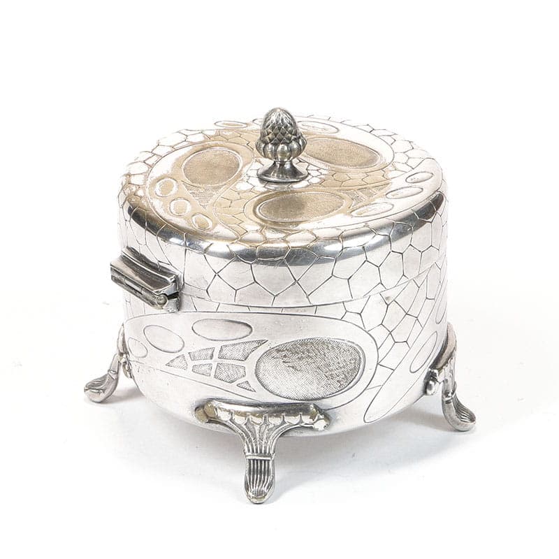 Sugar bowl Art Nouveau, reptile skin, silver-plated brass, Szandrik, Austria, early 20th c. - 201195