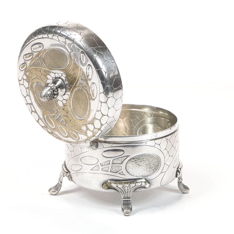 Sugar bowl Art Nouveau, reptile skin, silver-plated brass, Szandrik, Austria, early 20th c. - 201198