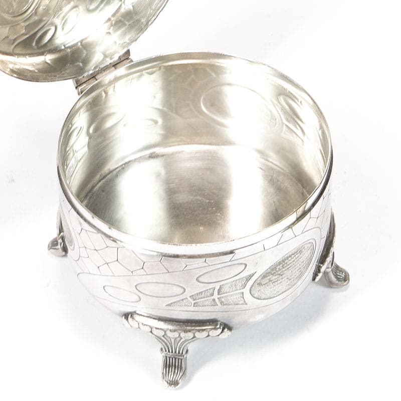 Sugar bowl Art Nouveau, reptile skin, silver-plated brass, Szandrik, Austria, early 20th c. - 201197