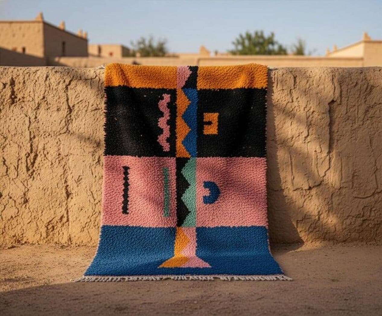 Ręcznie tkany dywan 250x150 cm, wełna, multikolor, Maroko - 201487