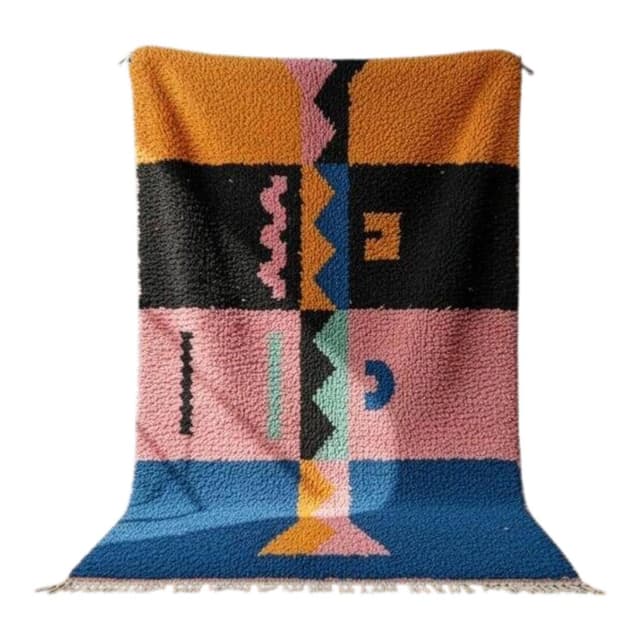 Ręcznie tkany dywan 250x150 cm, wełna, multikolor, Maroko - WYMIARY