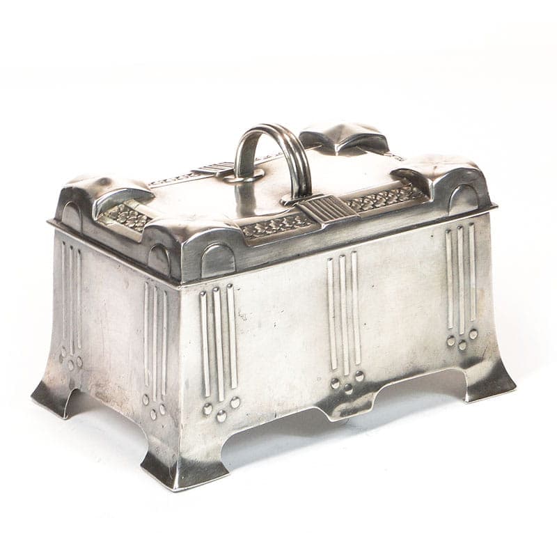 Sugar box, Art Nouveau, silver brass, Sandrik, Czech Republic, early 20th c.