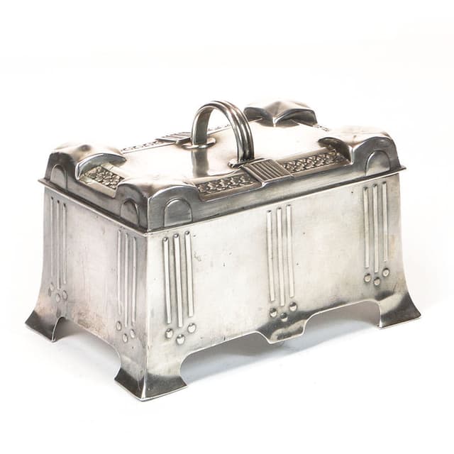 Sugar box, Art Nouveau, silver brass, Sandrik, Czech Republic, early 20th c. - DIMENSION