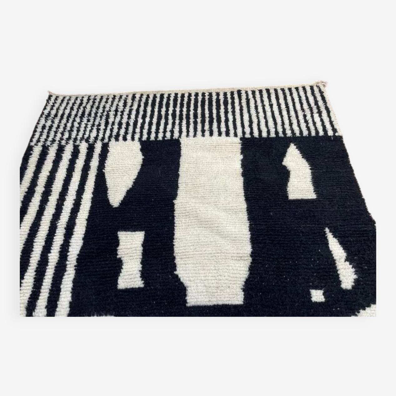 Ręcznie tkany dywan 300x200 cm, wełna, kość słoniowa, czarny, Maroko - 201435